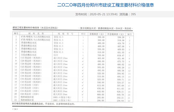 2020年4月信息價(jià)